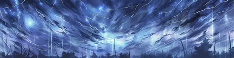 Anime horizontal blue lightning background. Anime cartoon light colors ...