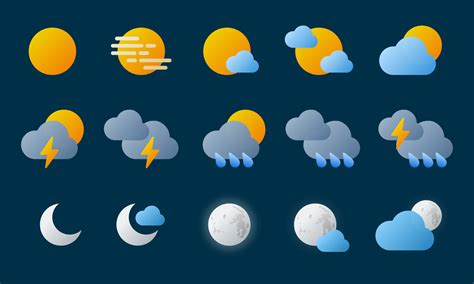 Vector Illustration Of Weather Condition Forecast Icon Set Suitable For Weather Widget