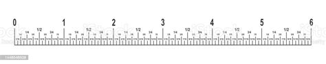 6 Inches Ruler Scale With Fractions Unit Of Length In Imperial System