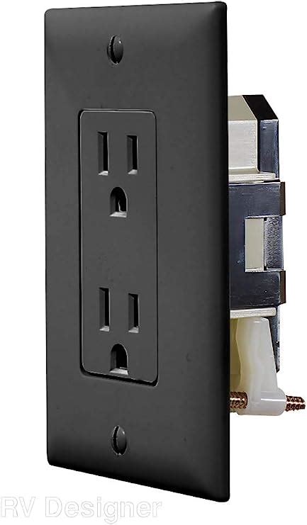 Rv Designer Self Contained Dual Outlet With Cover Plate Black