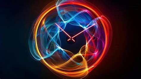 Luminous Lines Clock On Black Background Premium Ai Generated Image