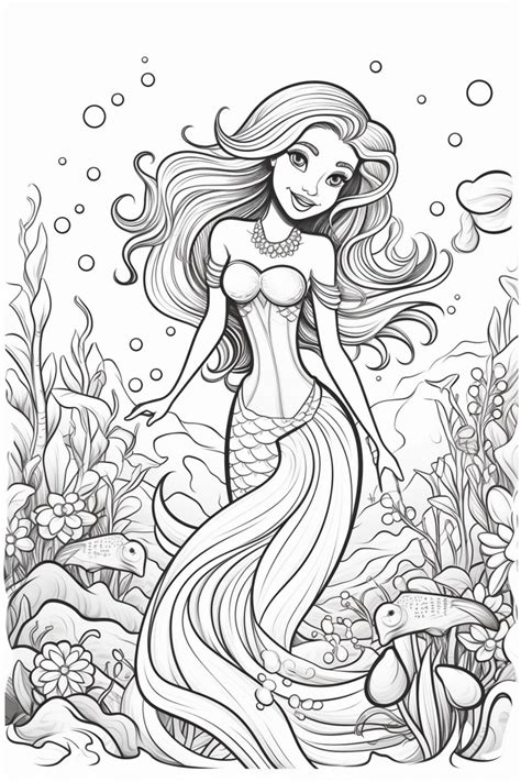 Mermaid 5 Coloring Pages 5 Etsy