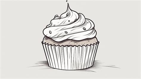 Premium Photo | A drawing of a cupcake with cream cheese frosting