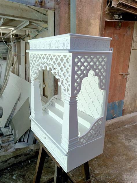 Color Coated Glacier White Solid Corian Mandir For Home At Rs