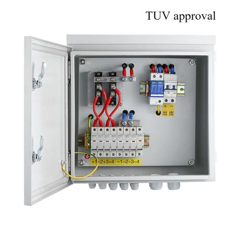 Pv Combiner Box 4 String Metal Solar Combiner Box With 15a Rated Current Fuse Surge Protective