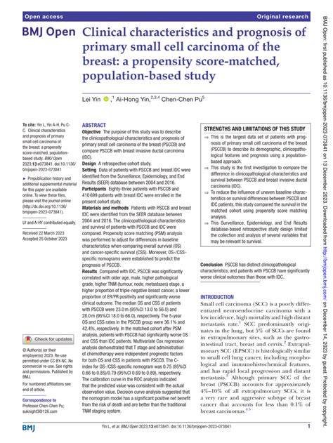 PDF Clinical Characteristics And Prognosis Of Primary Small Cell