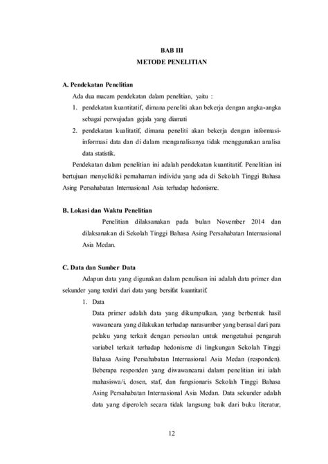 MAKALAH BAHASA INDONESIA HEDONISME DI LINGKUNGAN STBA PIA BAB 3 PDF