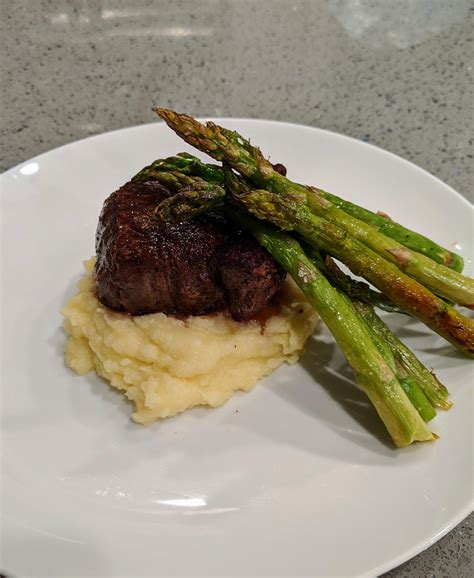 Homemade Simple Filet Mignon On Mashed Potatoes R Food