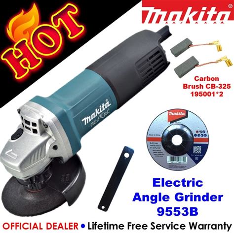 Makita Electric Angle Grinder 9553b With Makita Carbon Brush Cb 325 195001 2 Original