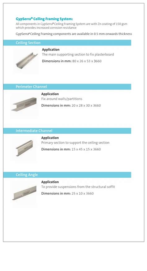 Gyproc Gypsum Ceiling Gypserra Channel Size Ft Lenght Dimensions