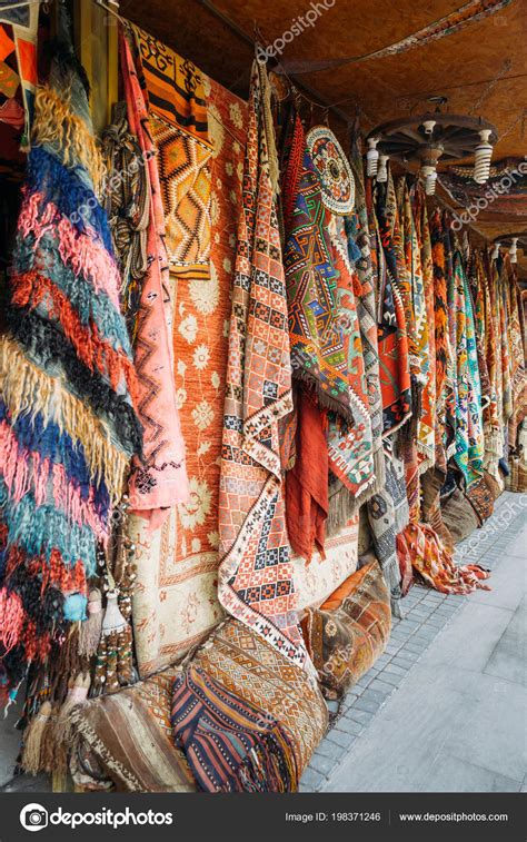 Close View Different Colorful Carpets Market Cappadocia Turkey — Stock