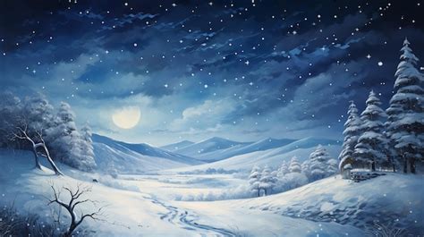 Premium AI Image | winter time and snow space at night