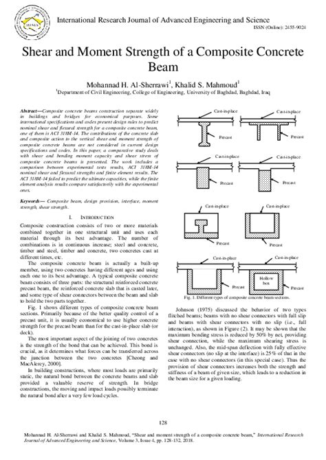 (PDF) Shear and Moment Strength of a Composite Concrete Beam 