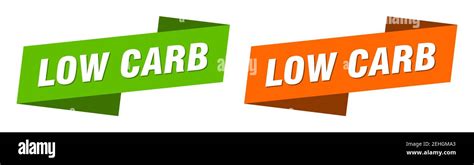 Low Carb Ribbon Label Sign Set Low Carb Banner Stock Vector Image