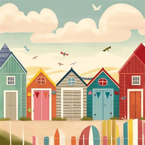 Premium Ai Image Serenity Spectacular Beach Huts In Vibrant