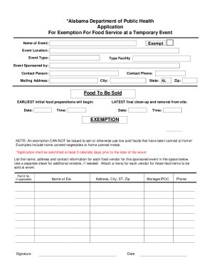 Fillable Online Alabama Department Of Public Health Application For