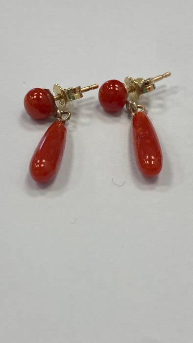 Or Boucles D Oreilles Corail Catawiki