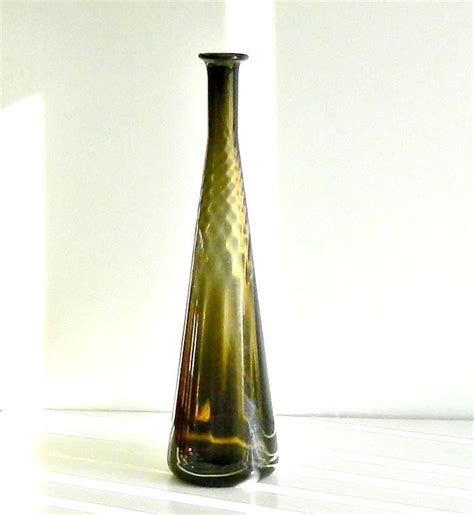 Mcm Tall Smoked Glass Vase Italy Mid Century Modern Italian Optic Handblown Vase Vintage Art