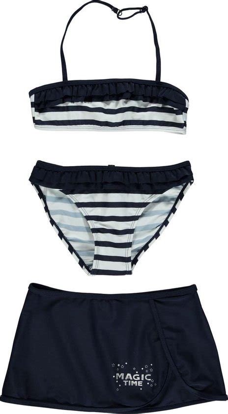 Losan Zwemkleding Bikini Met Rokje 3delig Navy Gestreept Maat 128