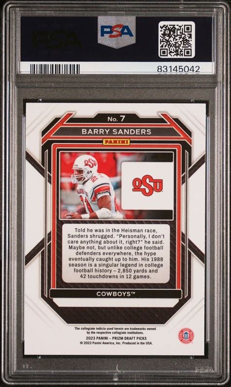 2023 Panini Prizm Draft Picks Silver Prizm 7 Barry Sanders For Sale