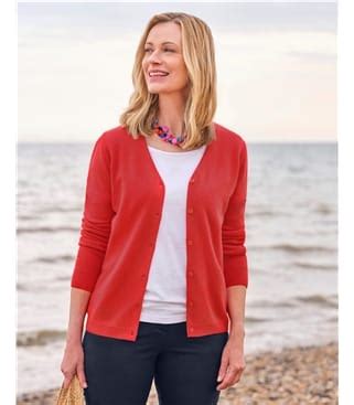 Electric Red Cashmere Merino Classic V Neck Cardigan Woolovers Au