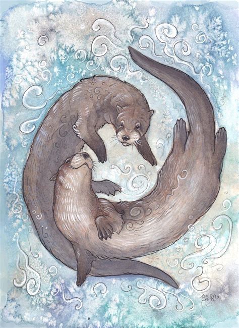 Two Friends Of The River By Kitsune Otter Art