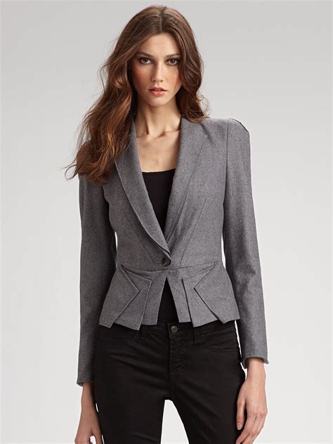 Lyst Mcq Layered Peplum Jacket In Gray