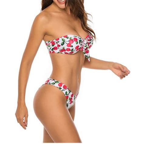 Swim Bandeau Cheeky Thong Cherry Print Bikini Set Poshmark