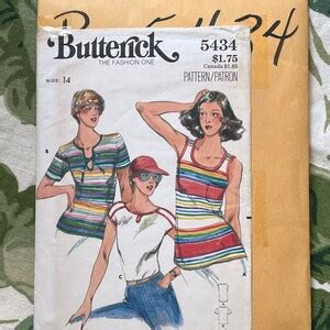 Vintage 1970s Butterick Sewing PATTERN 5434 Misses T Shirt Size 14