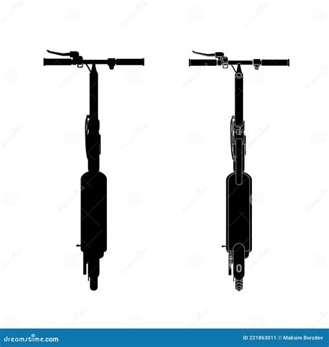 Realistic Silhouette Of Electric Scooter Black Icon On A White