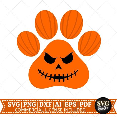 Halloween Paw Print Svg Halloween Svg Paw Print Svg Dog Lovers Svg