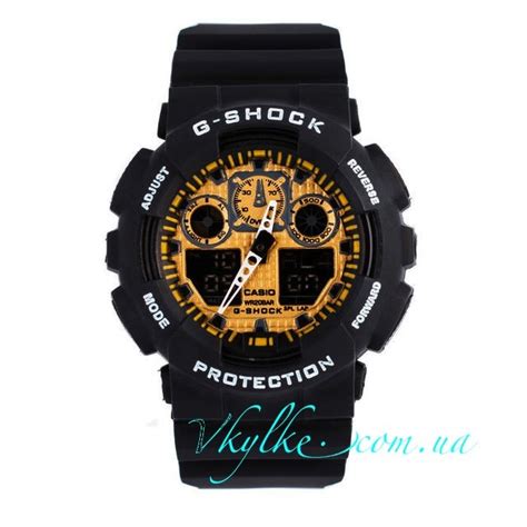 Casio G-Shock GA-100 черные с золотым дисплеем. Купить в интернет ...