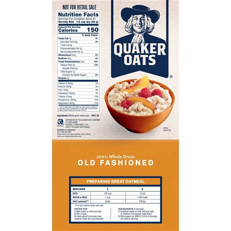 Quaker Oats Old Fashioned Nutrition Label Blog Dandk