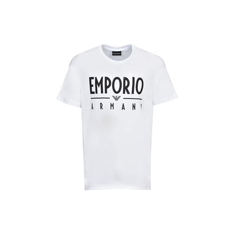 Emporio Armani Cotton Round Neck Printed Logo White T Shirt Clothing