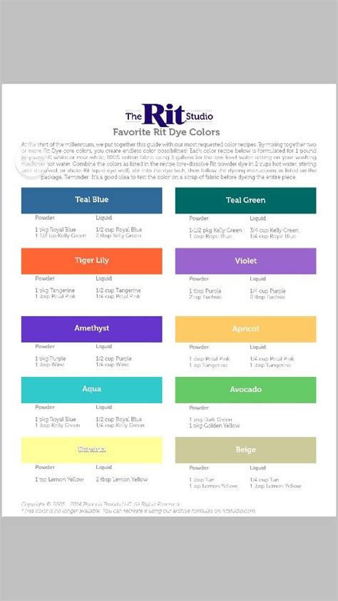 the rit guide to favorite art dye colors