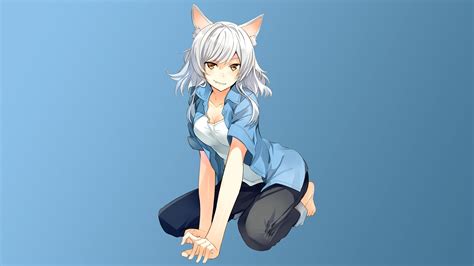 Sawarineko Yellow Eyes Hanekawa Tsubasa Nekomimi Anime Girls Cat