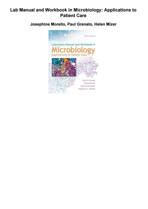 Lab Manual And Workbook In Microbiology Applications To Patient Care