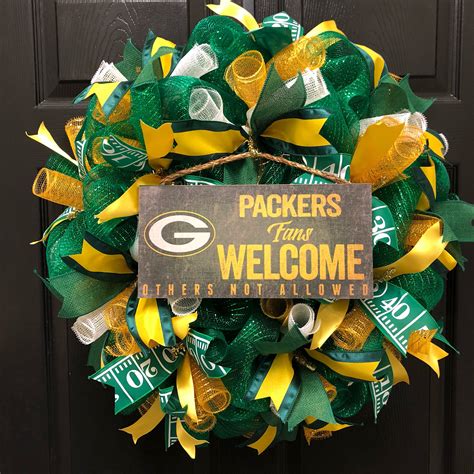 Green Bay Packers Green Bay Packers Wreath Nfl Wreath Deco Etsy