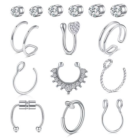 Play Bunny Nose Ring Piercing Rings Set Nose Hoops 16 Gauge Nose Rings