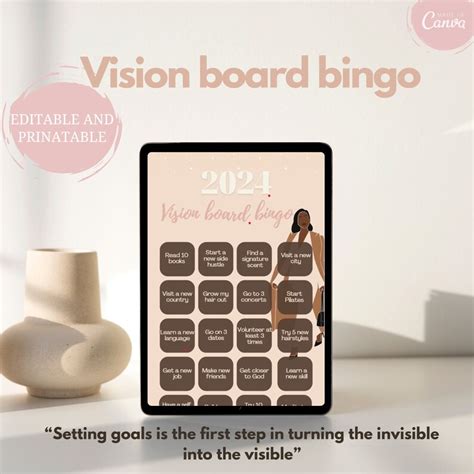 2024 Vision Board Bingo Card Etsy