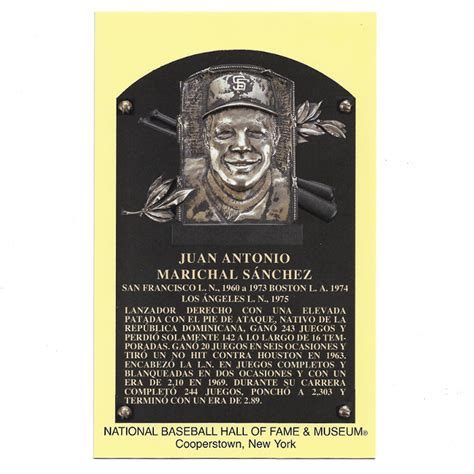 Juan Marichal Baseball Hall Of Fame Plaque Postcard