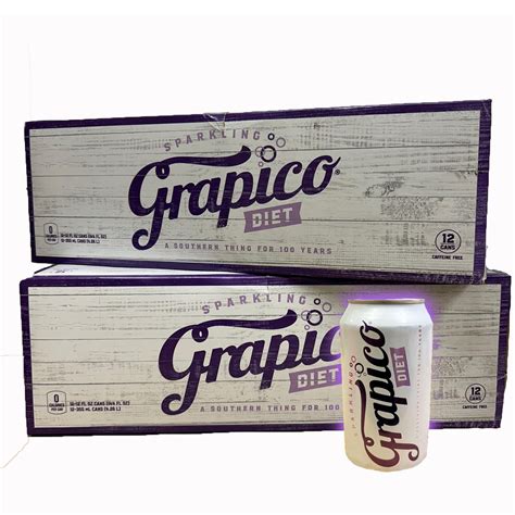 Grapico Diet Grape Soda 12 Pack Cans Zero Calories Caffeine 2 Cases