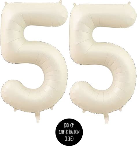 Cijfer Helium Folie Ballon XL Jaar Cijfer Creme Satijn Nude Cm Bol