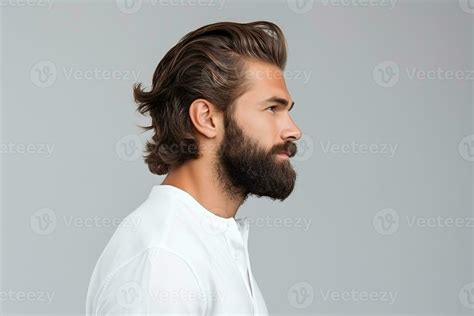 AI generated a handsome bearded man with long hair 36075386 Stock Photo ...