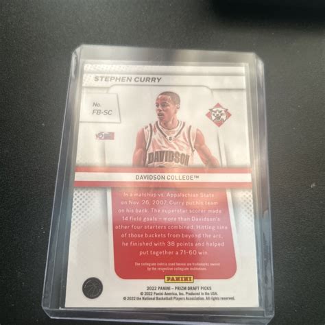 2022 Prizm Draft Picks STEPHEN CURRY Flashback FB SC Davidson Warriors