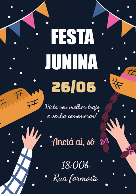 Fazer convite online convite digital Festa Junina Arraiá