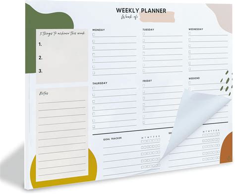 Amazon Weekly Planner Pad Tear Off Undated Weekly Planner