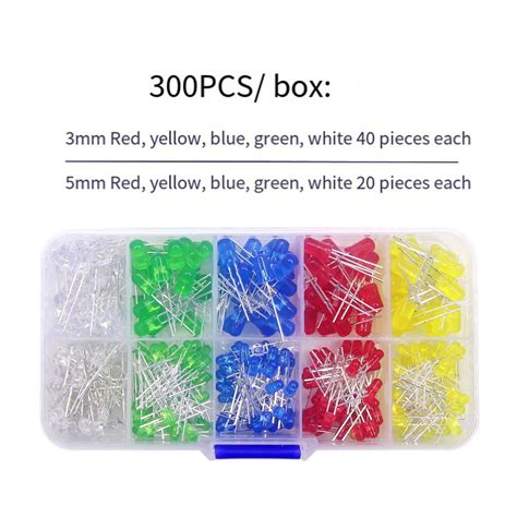 300 Pcs LED Diode Multicolor LED Emitting Diodes Light 3V Assortment