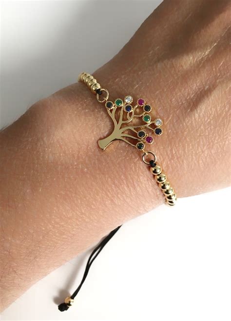 Tree Of Life Bracelet Tree Charm Bracelet Tree Of Life Cubic Etsy