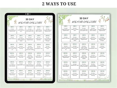 30 Day Walking Challenge Printable Walking Planner Daily Walking Plan